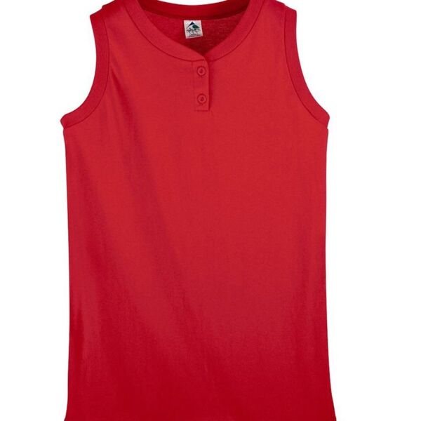 Girls' Sleeveless Two-Button Softball Jersey Thumbnail
