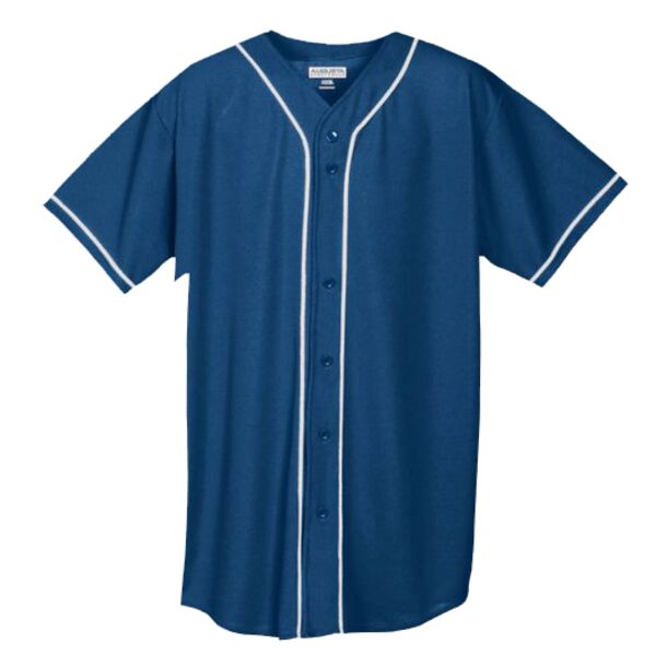Wicking Mesh Button Front Jersey With Braid Trim Thumbnail