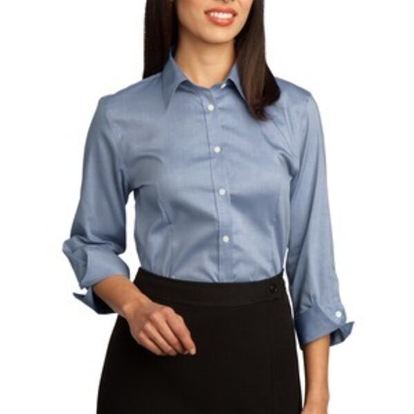 Ladies 3/4 Sleeve Non Iron Pinpoint Oxford Thumbnail